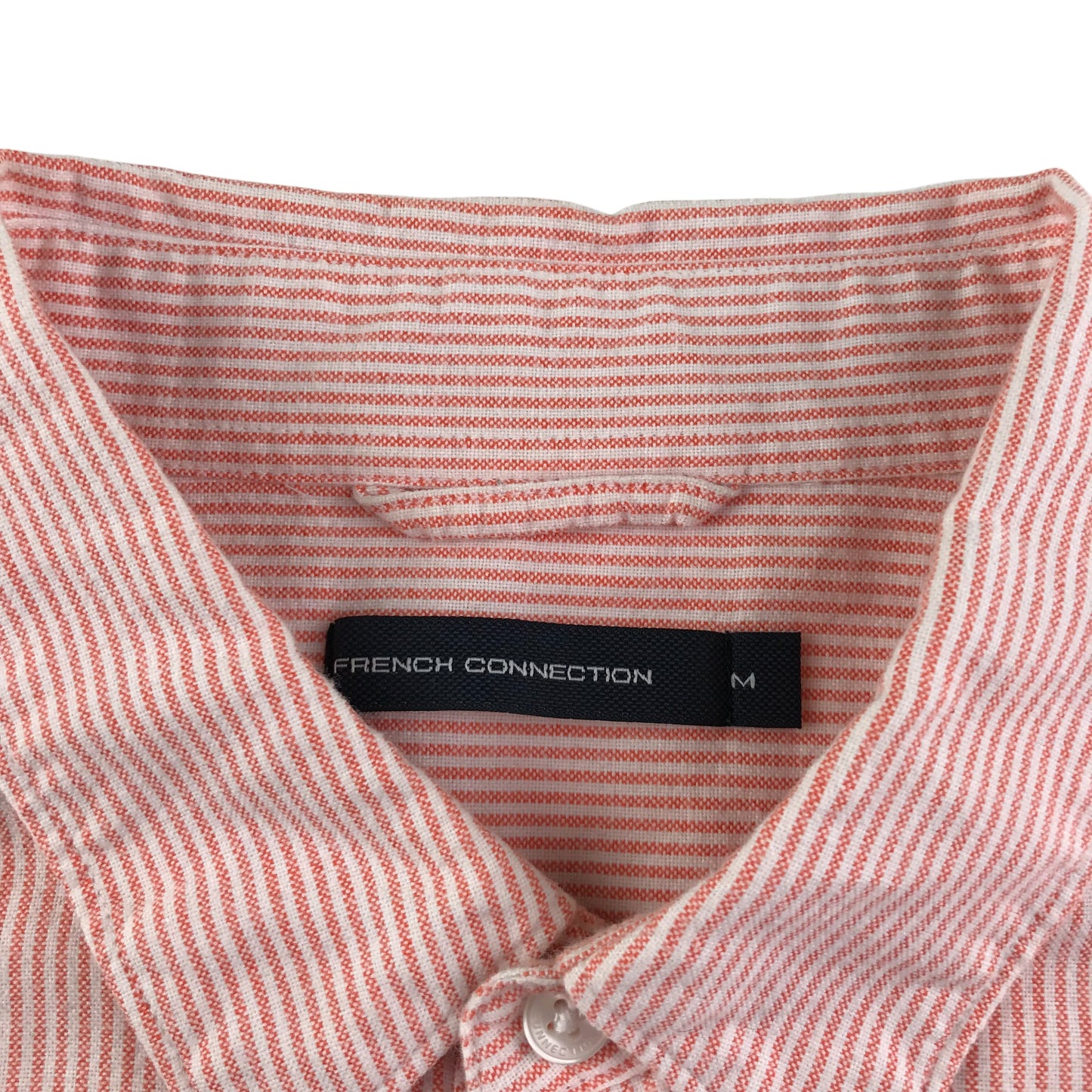 French Connection Shirts Men's M Red Salmon and White Stripy