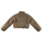915 coat 12-13 years brown fuzzy faux fur cropped