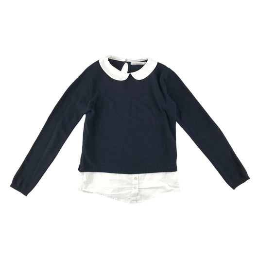 Monoprix blouse 7-8 years black navy style collared top