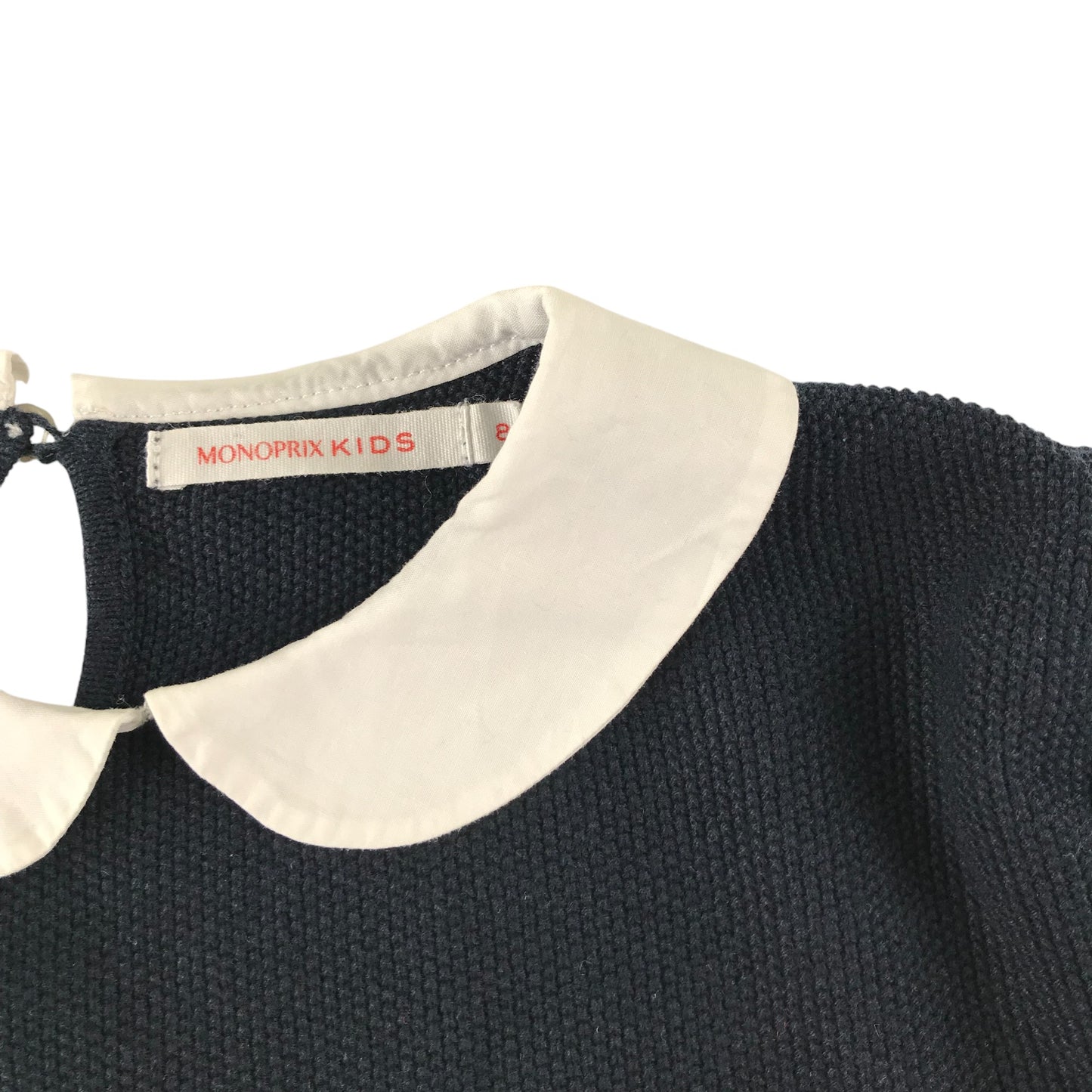 Monoprix blouse 7-8 years black navy style collared top