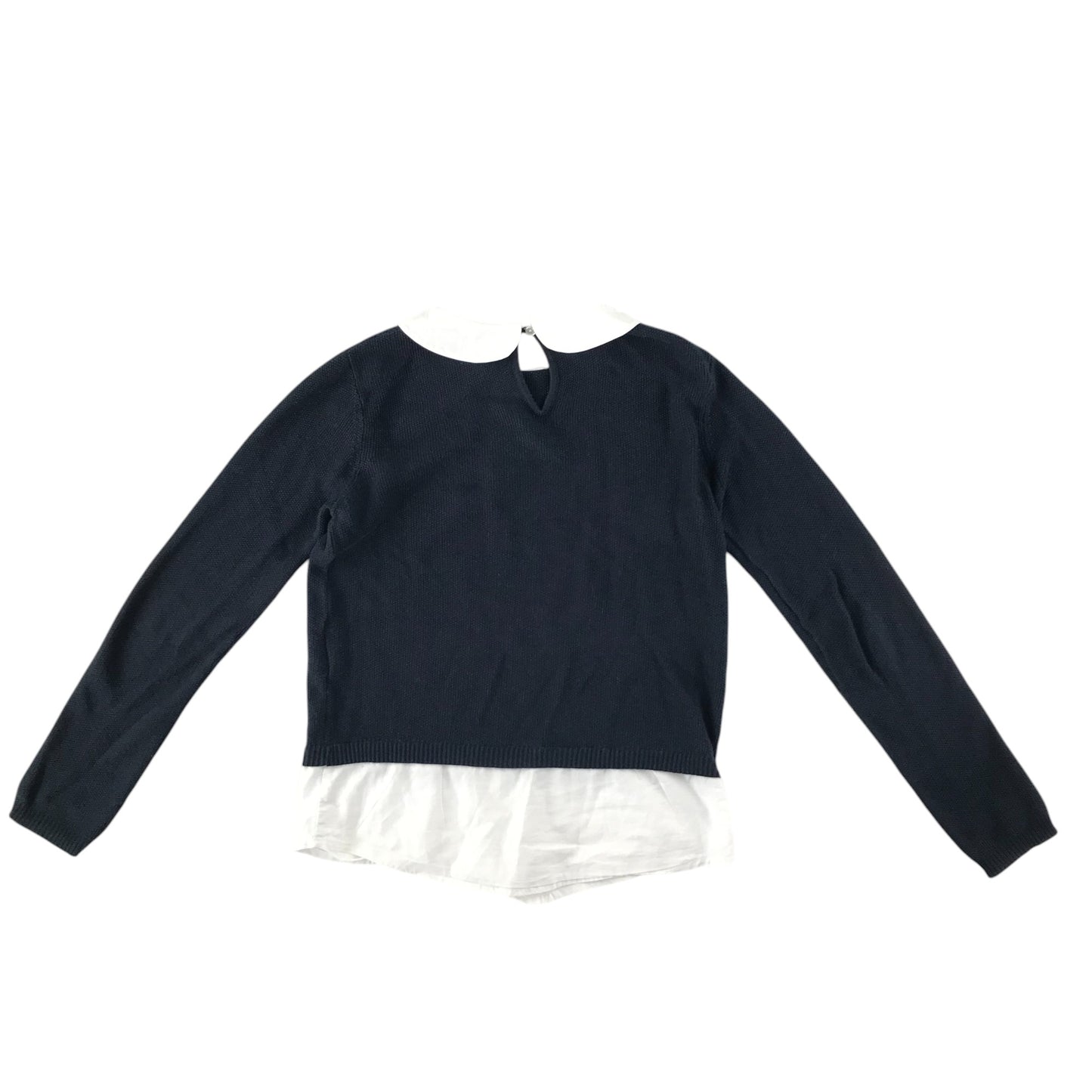 Monoprix blouse 7-8 years black navy style collared top