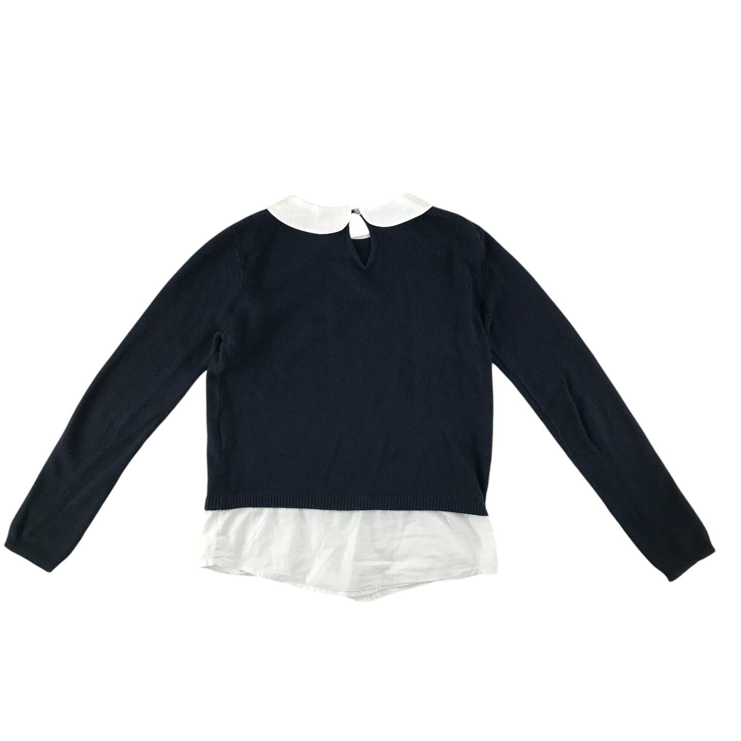 Monoprix blouse 7-8 years black navy style collared top