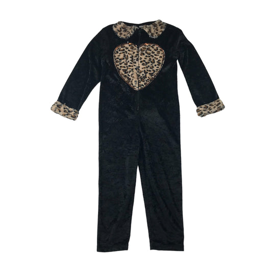 F&F Costume 5-6 Years Black Cat onesie with Love Heart and Collared Animal Print