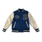 Zara Baseball Jacket 8-9 Years Blue with Embroidered Text Logos