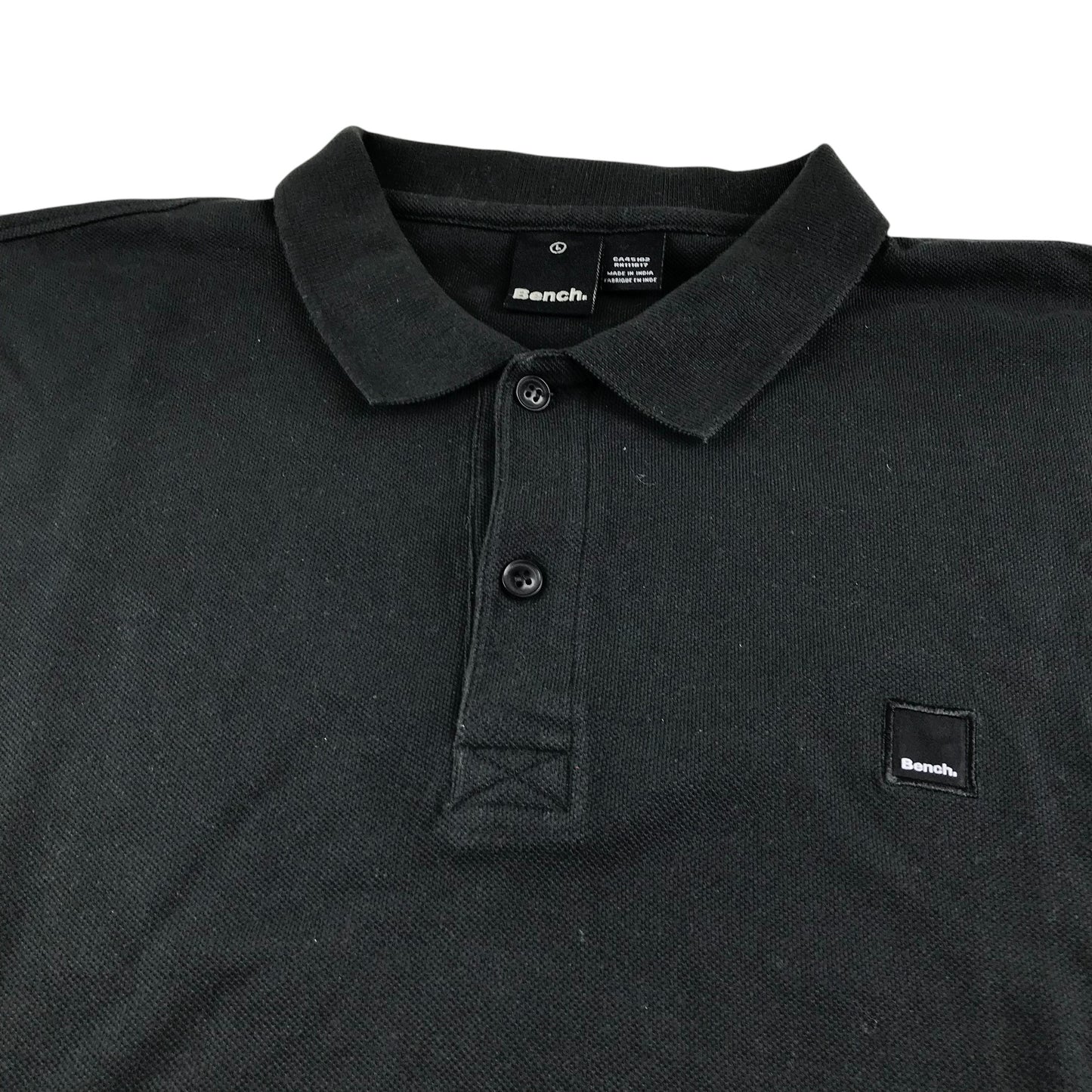 Bench Polo shirt men's L black plain with logo