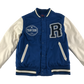 Zara Baseball Jacket 8-9 Years Blue with Embroidered Text Logos