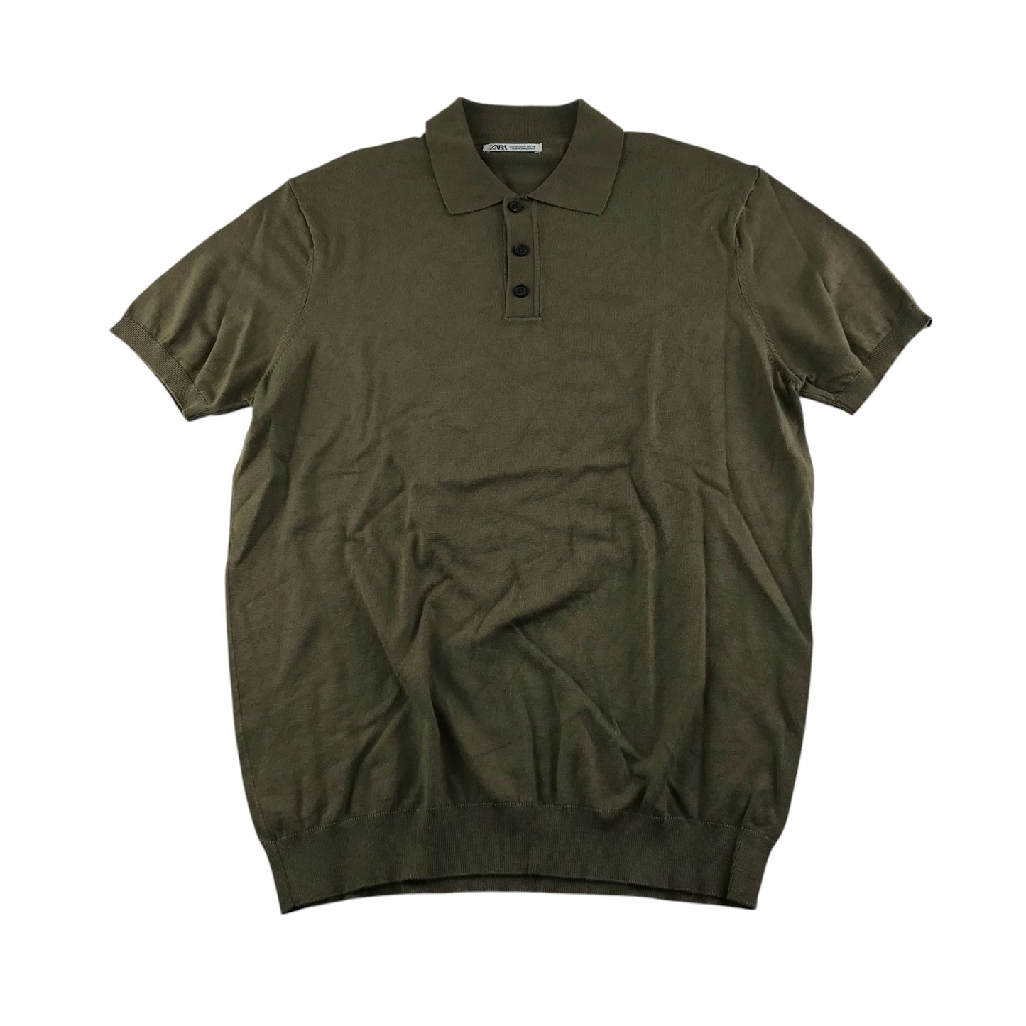 Zara Polo shirt men's M Khaki green plain