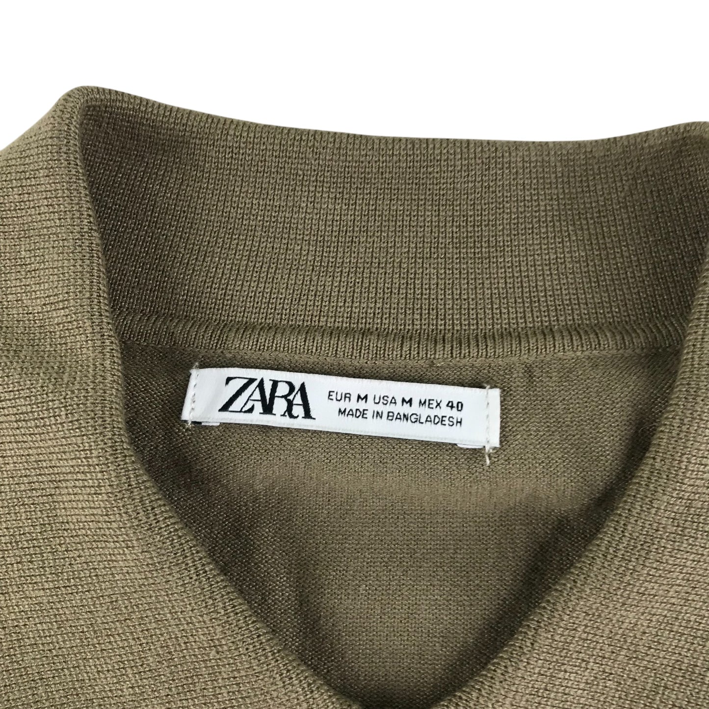 Zara Polo shirt men's M Khaki green plain