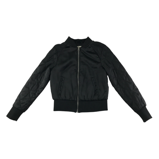 H&M Bomber Jacket 10-11 Years Black with Sleeve Stitch Detail