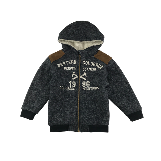 Rebel Hooded Fleece Jacket 5-6 Years Grey with Sherpa Inside
