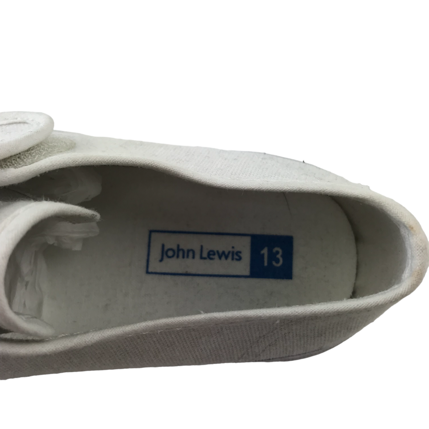 John Lewis Plimsolls Size 13 (Jr) White Plain