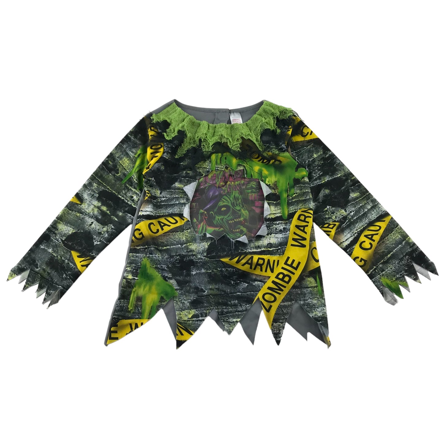 Morrisons zombie costume 7-8 years Zombie t-shirt Green with Yellow