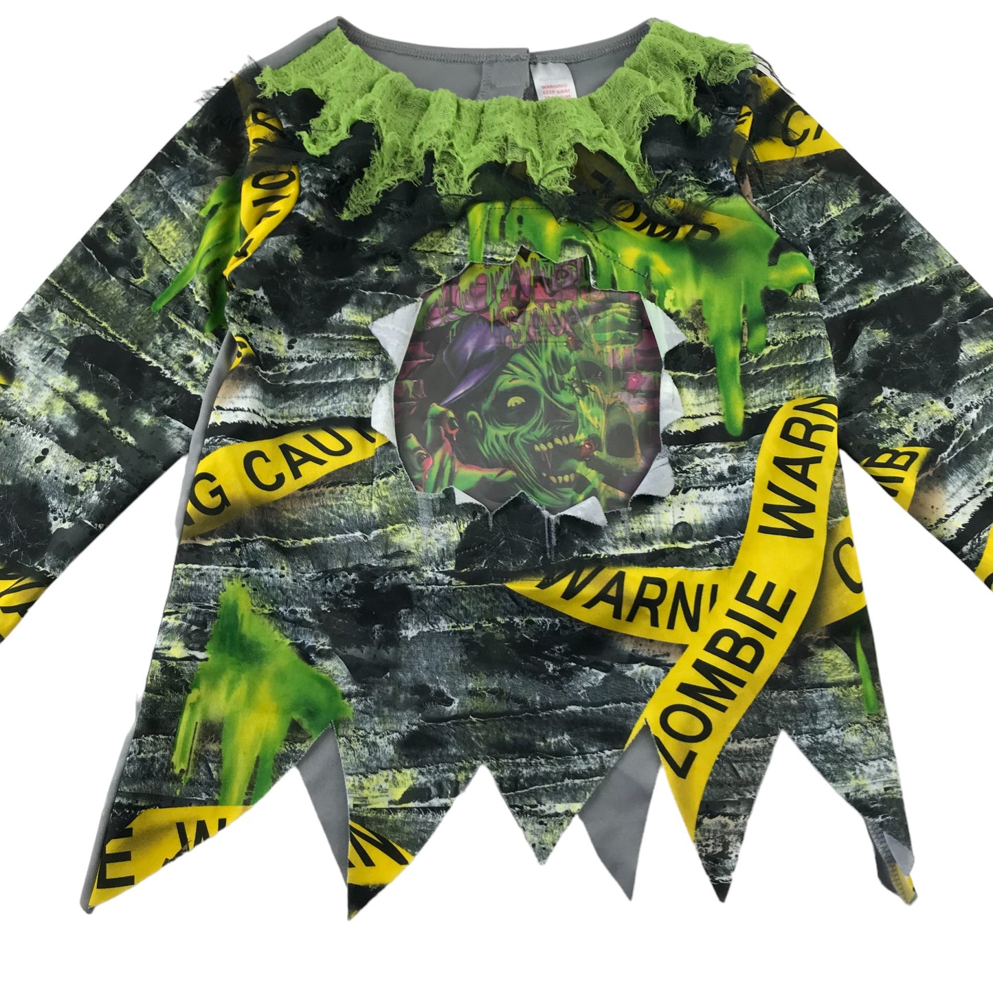 Morrisons zombie costume 7-8 years Zombie t-shirt Green with Yellow