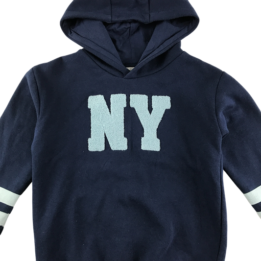 Primark Hooded Fleece 5-6 Years Navy with NY Text Cotton