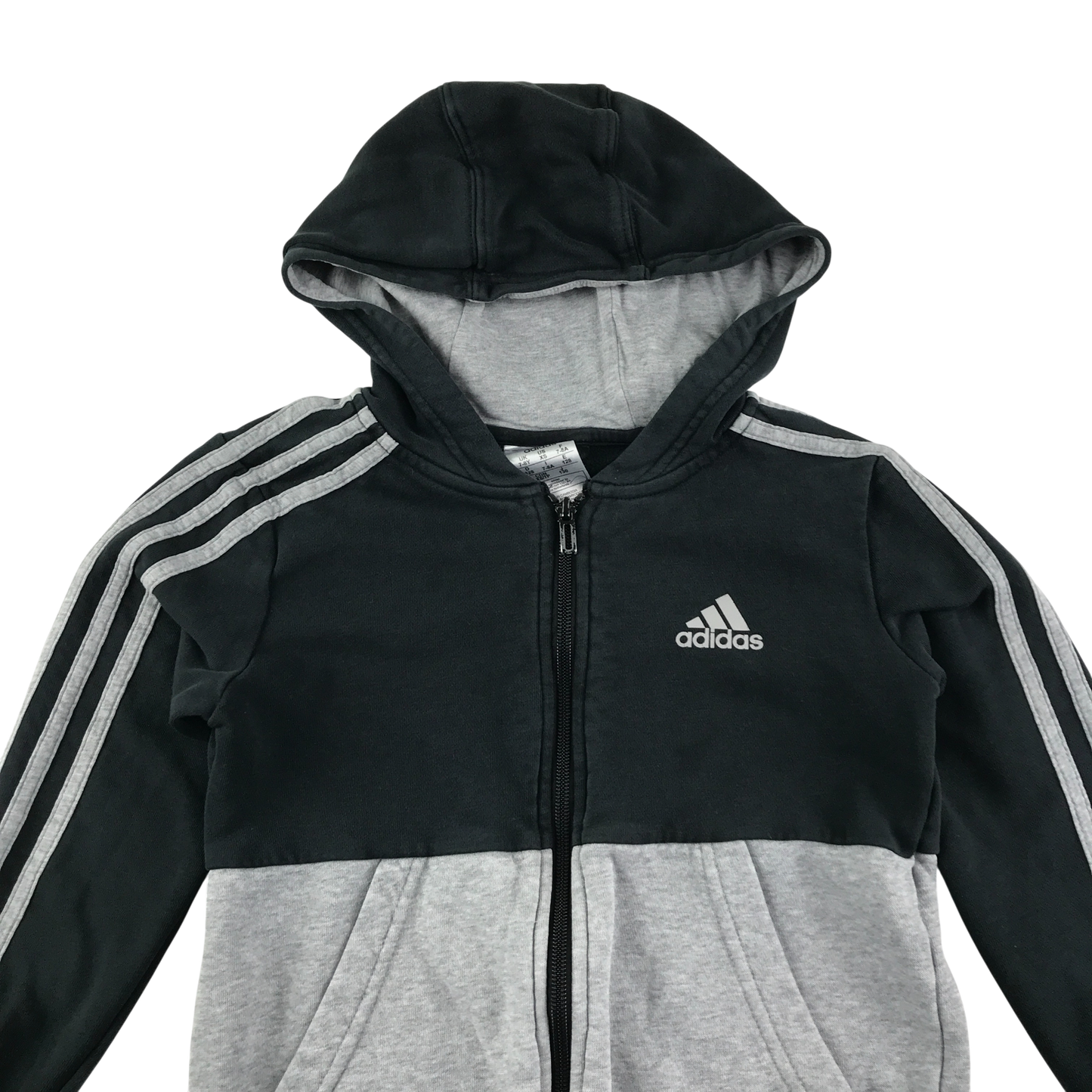 Adidas Fleece 7-8 Years Grey Zip Up with Hood