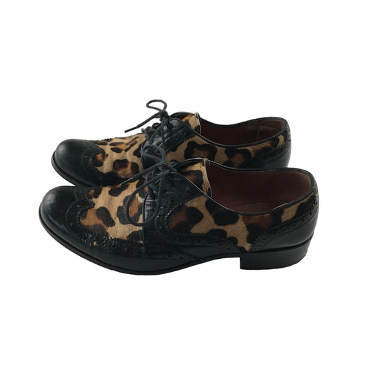 Pied A Terre Brogue Shoe Size 4.5 Leopard Print Leather