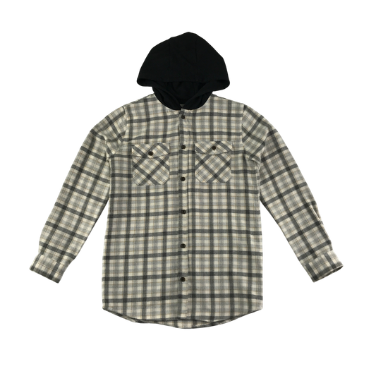 River Island Shirt 9-10 Years Beige Check Pattern with Hood