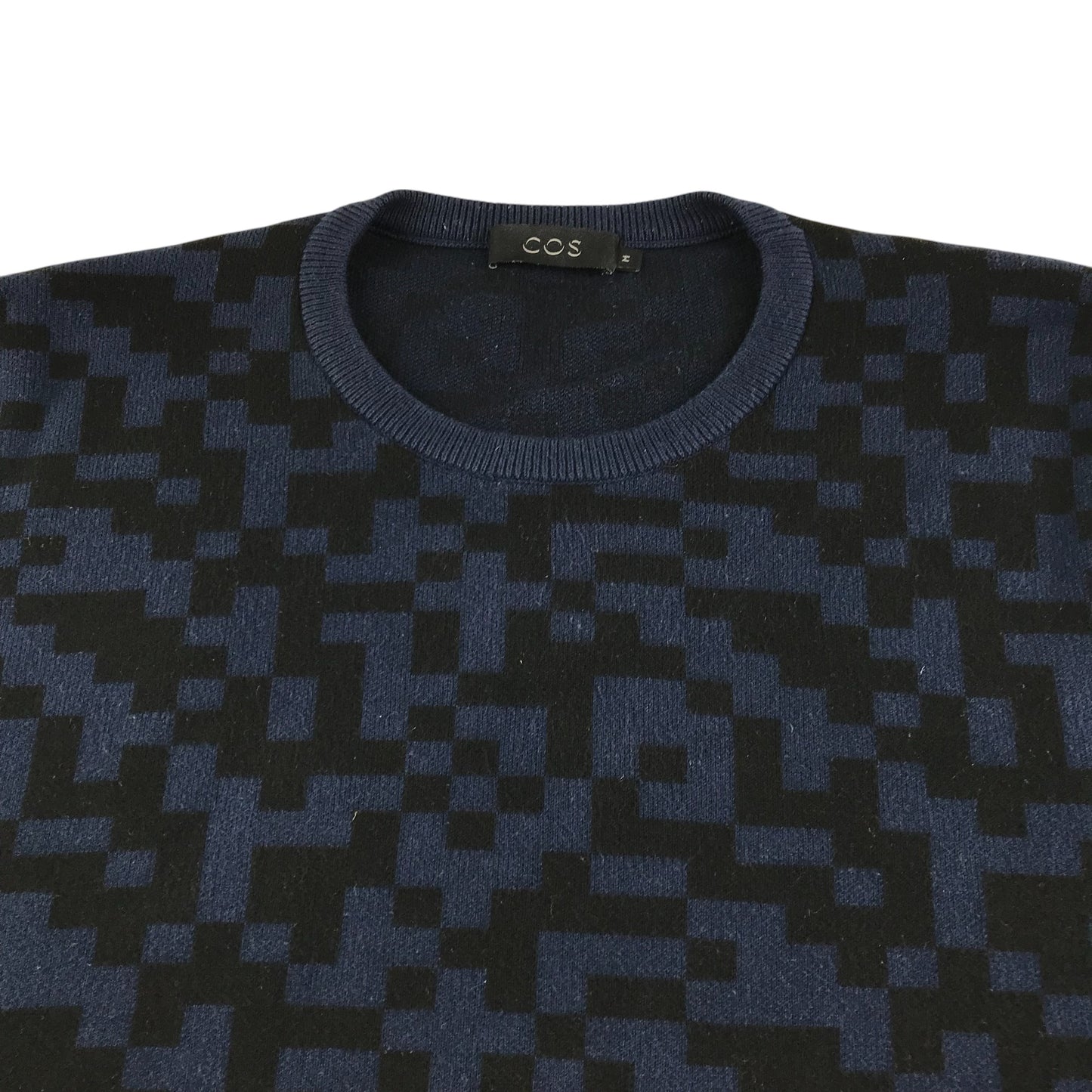 Cos jumper men's M navy and black digital pattern