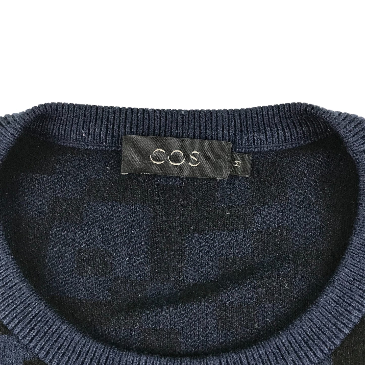 Cos jumper men's M navy and black digital pattern