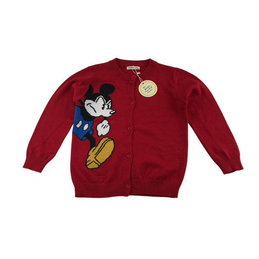 Tong Peng Cardigan 6-7 years Red Knit with Disney Mickey Mouse Pattern Cotton
