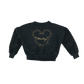 F&F Jumper 8-9 Years Black Mickey Mouse Pattern with Faux Fur Sleeves