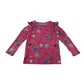 F&F t-shirt 5-6 years pink space themed graphic print with frilled shoulders cotton
