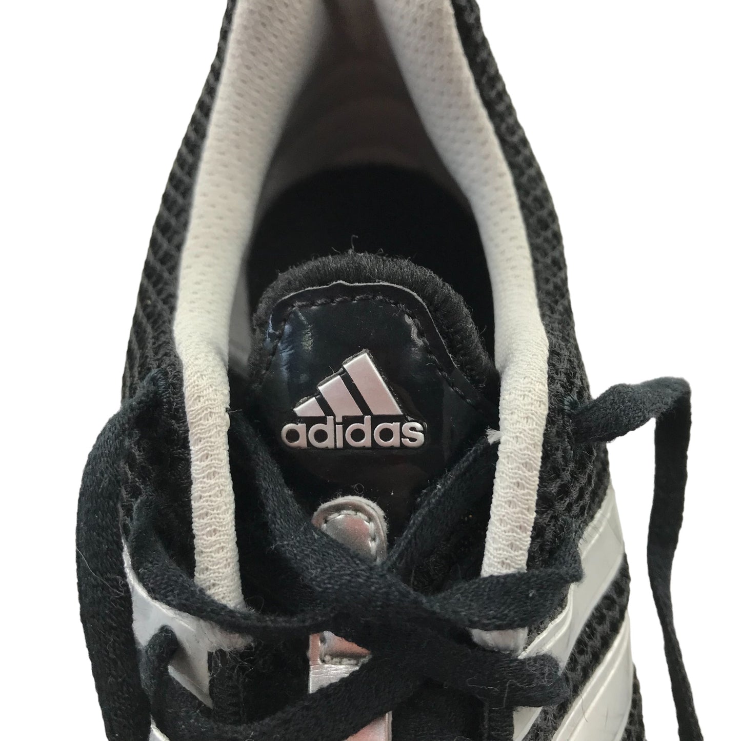 Adidas Track Running Sports Shoes Shoe Size 5.5 Black Silver and White Details Needs replacement Spikes