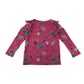 F&F t-shirt 5-6 years pink space themed graphic print with frilled shoulders cotton
