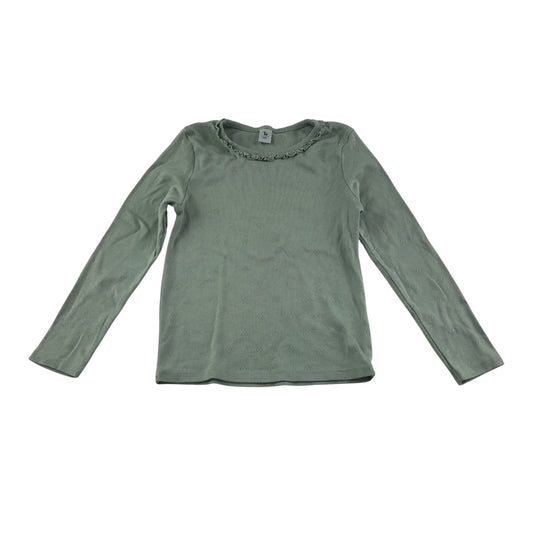 Tu t-shirt 6-7 years green love heart detailing and frilled neckline
