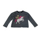 Next t-shirt 4-5 years black and white stripy sequin unicorn cotton