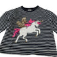 Next t-shirt 4-5 years black and white stripy sequin unicorn cotton