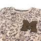 George t-shirt 6-7 years beige animal print Mikey Mouse graphic with sequin letter M