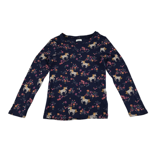 Next t-shirt 7-8 years navy floral unicorn graphic tee
