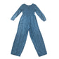 M&S jumpsuit 11-12 years blue with black animal print elasticated top