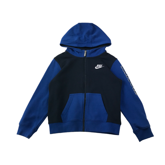 Nike Just Do It Full Zipper Hoodie Age 6 Navy Blue Panelled