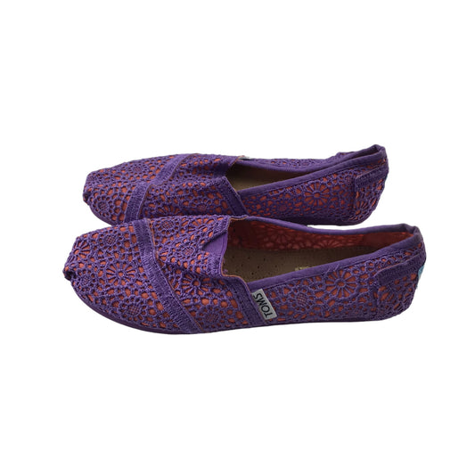 TOMS Flats Shoe Size 2.5 Purple Floral Lace Style