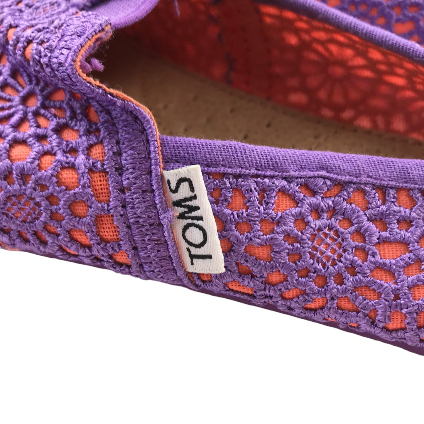 TOMS Flats Shoe Size 2.5 Purple Floral Lace Style