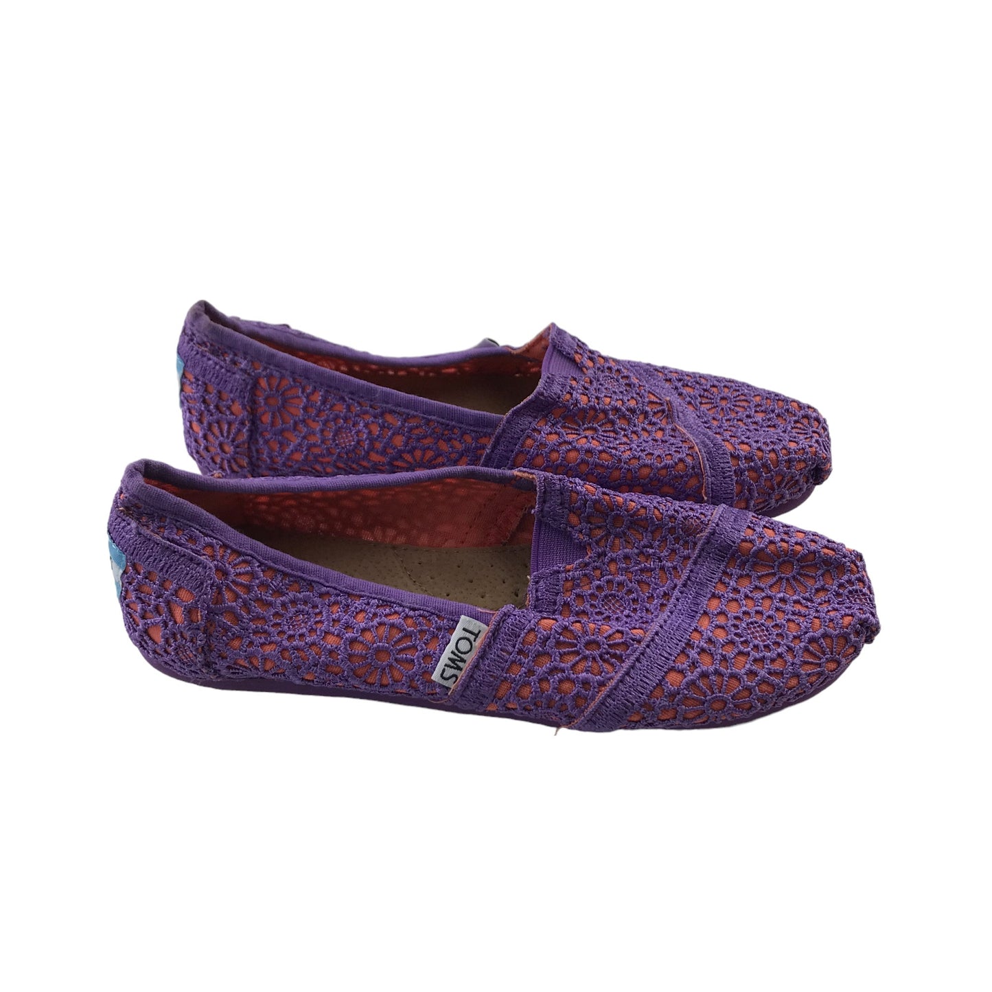 TOMS Flats Shoe Size 2.5 Purple Floral Lace Style