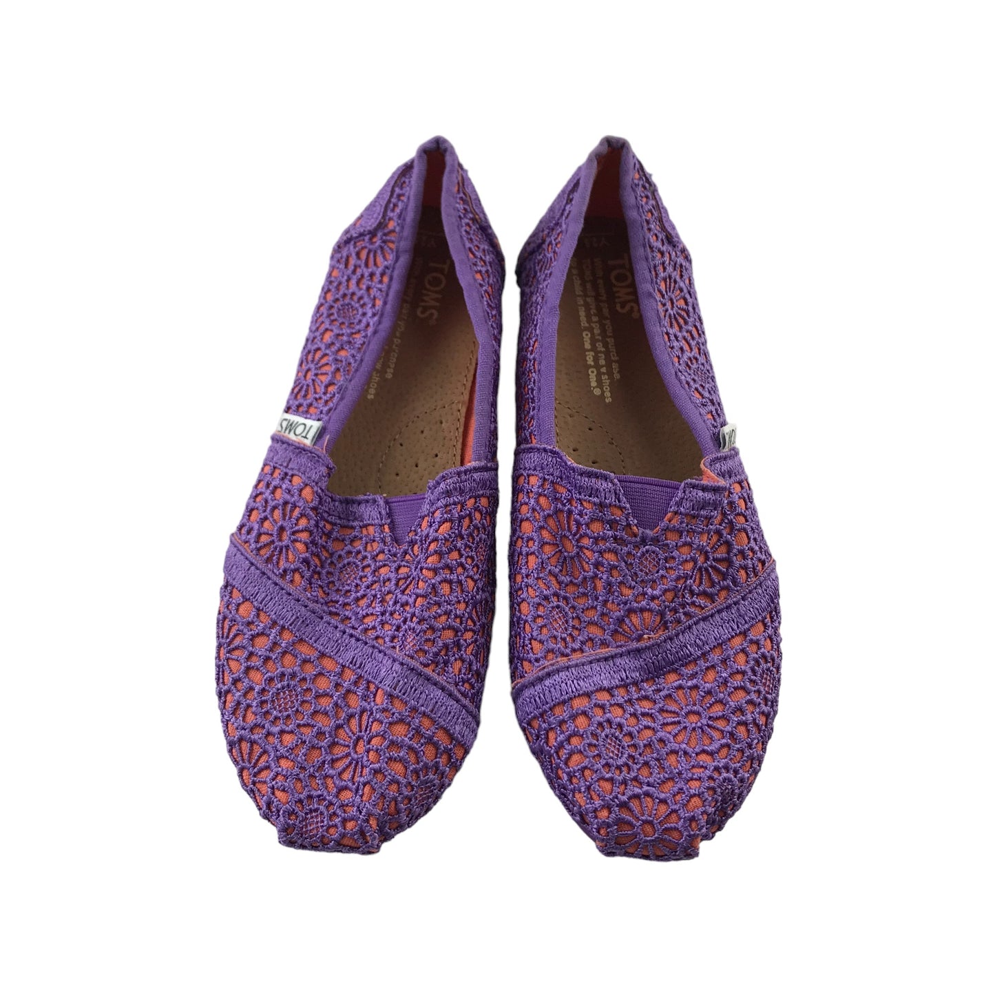 TOMS Flats Shoe Size 2.5 Purple Floral Lace Style