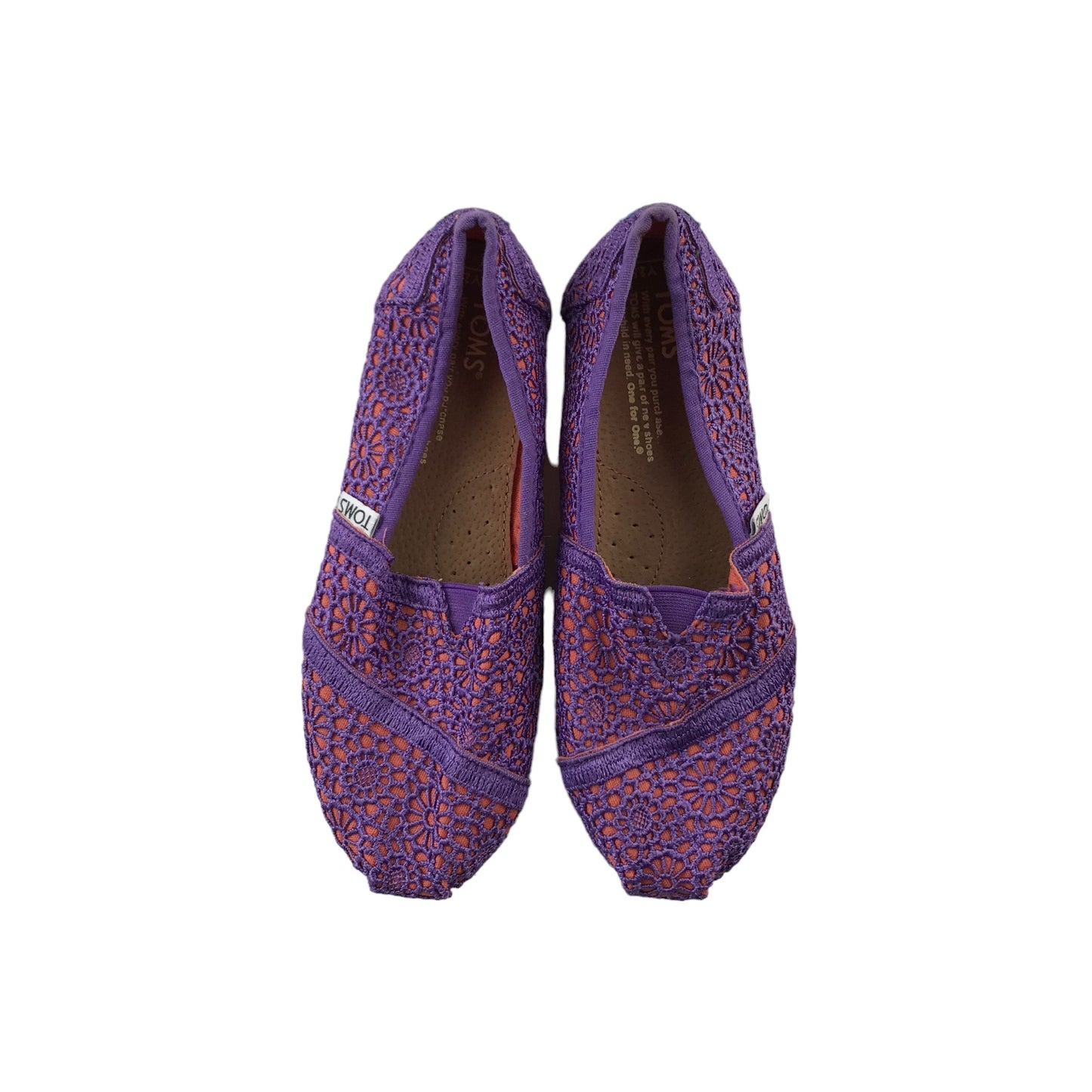 TOMS Flats Shoe Size 2.5 Purple Floral Lace Style