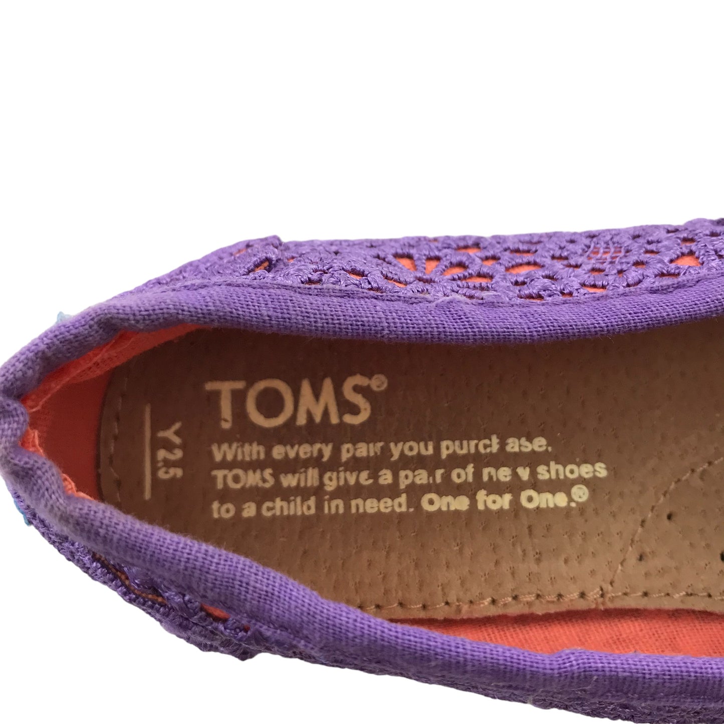 TOMS Flats Shoe Size 2.5 Purple Floral Lace Style