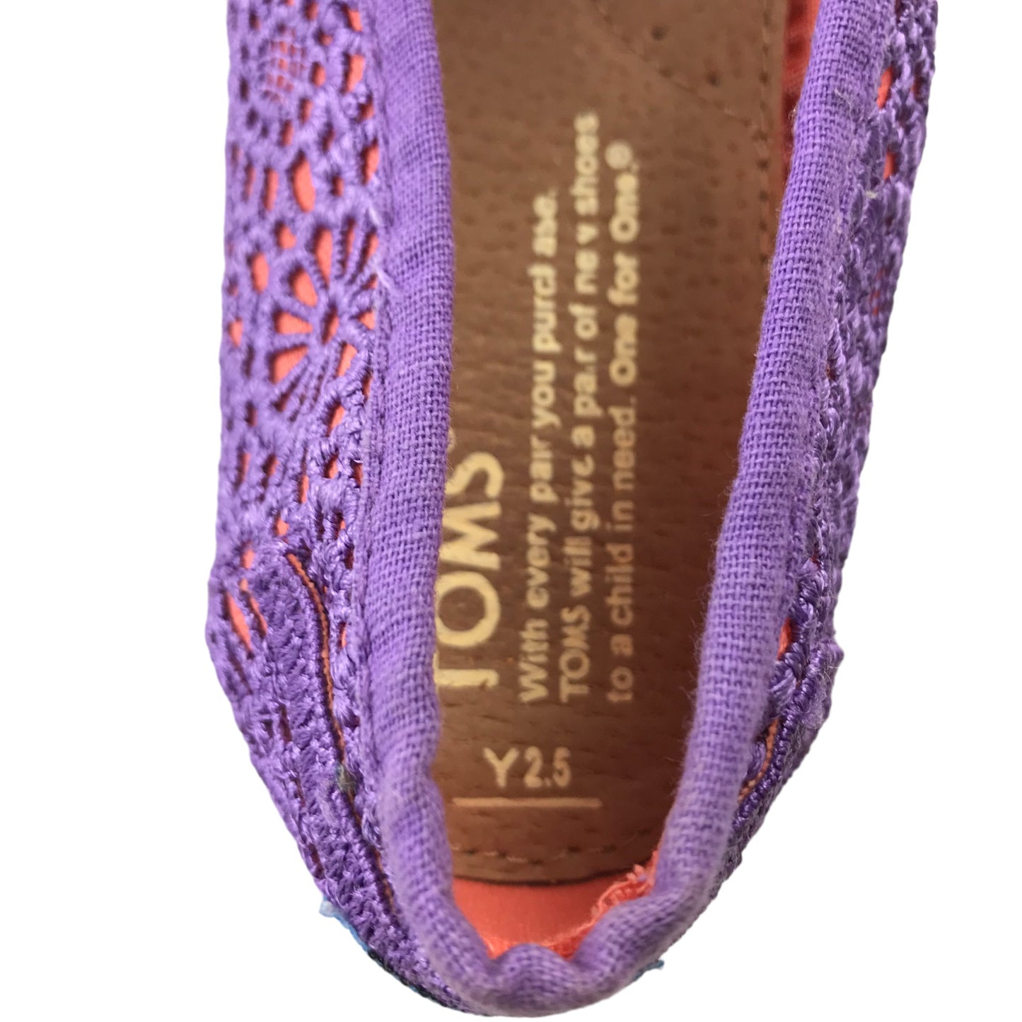 TOMS Flats Shoe Size 2.5 Purple Floral Lace Style