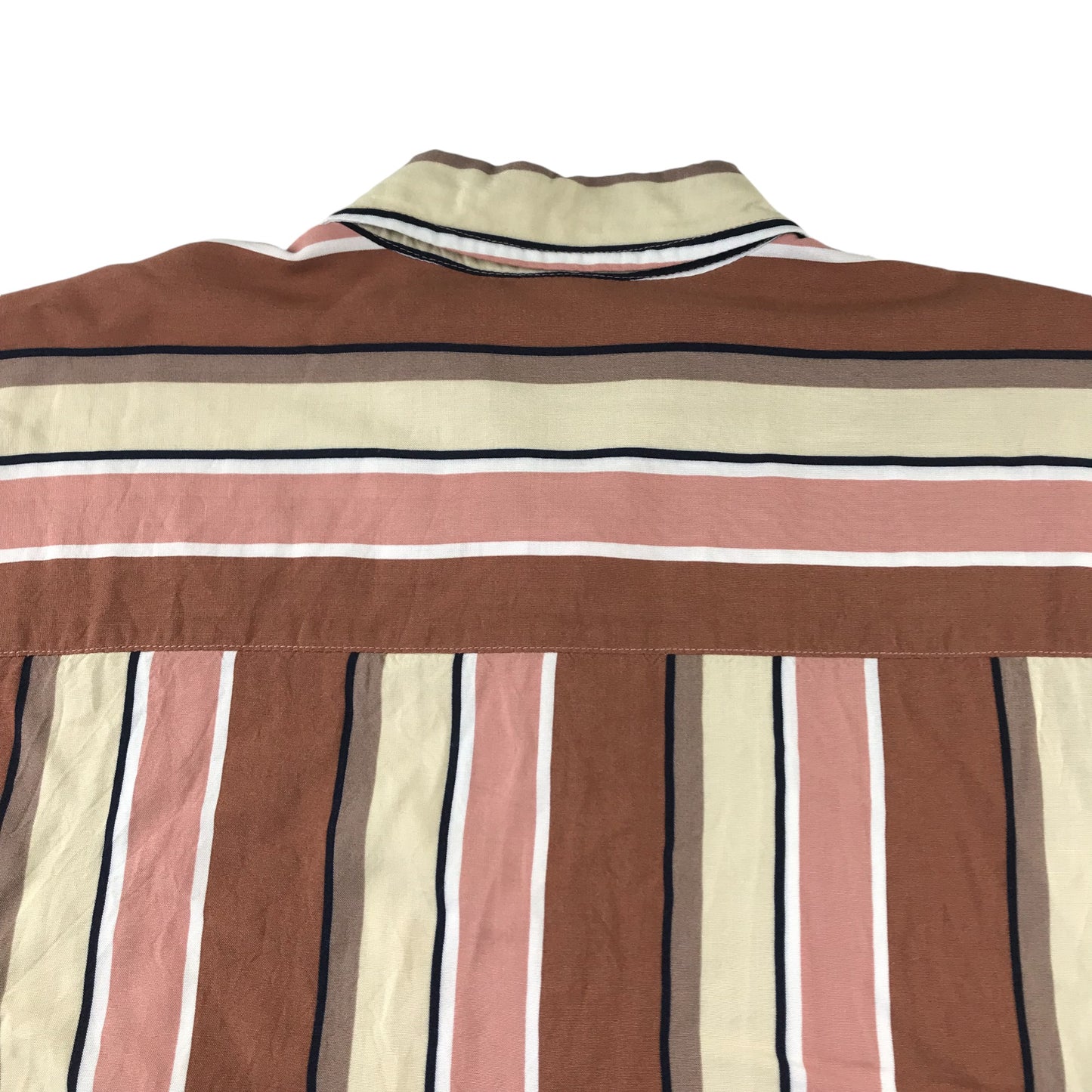 Topman Shirt Men's large brown and pink stripy short sleeve button up