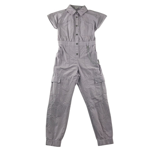River Island jumpsuit 8-9 years lilac shirt style top and cargo pant style cotton