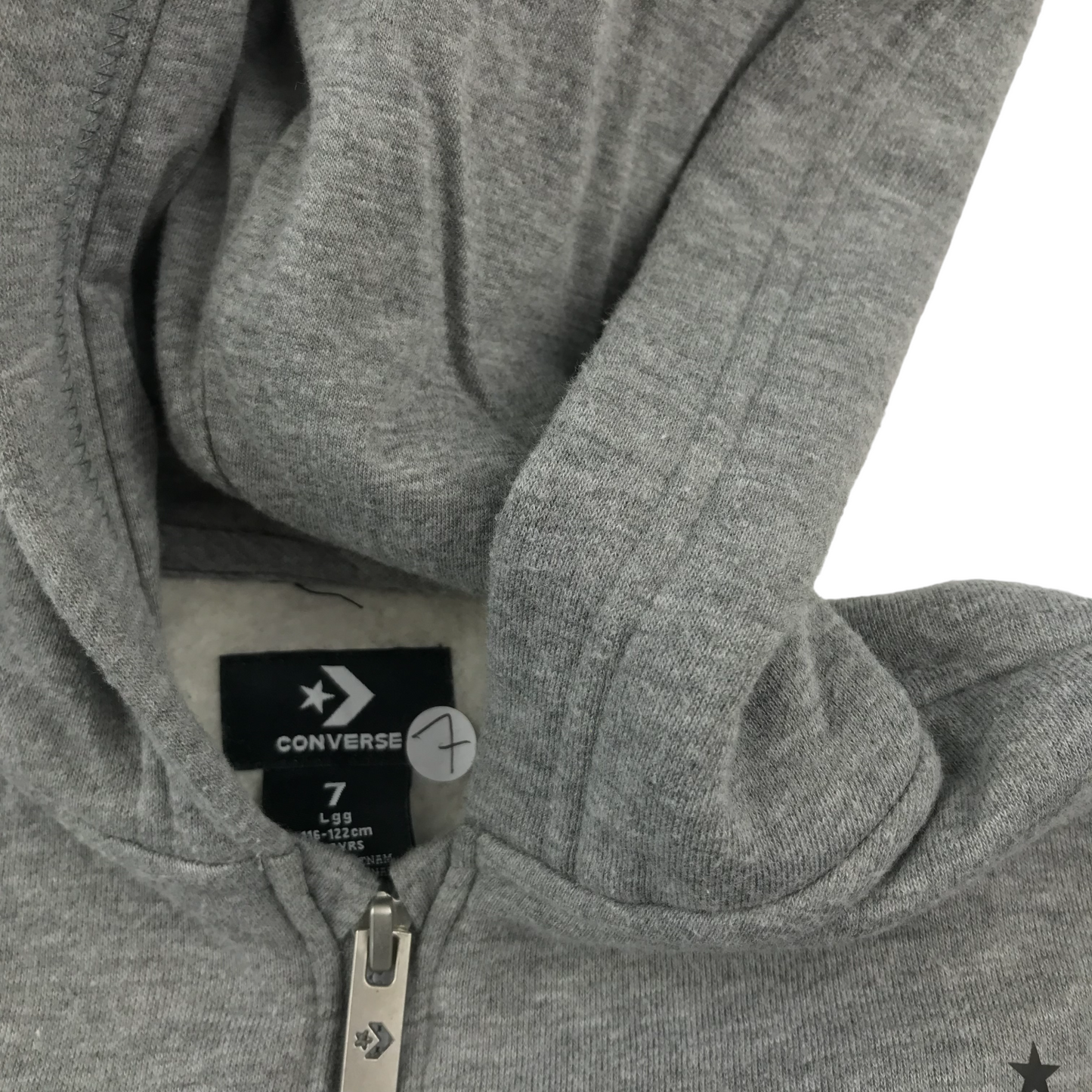 Converse Hoodie Age 7 Grey Plain Full Zipper