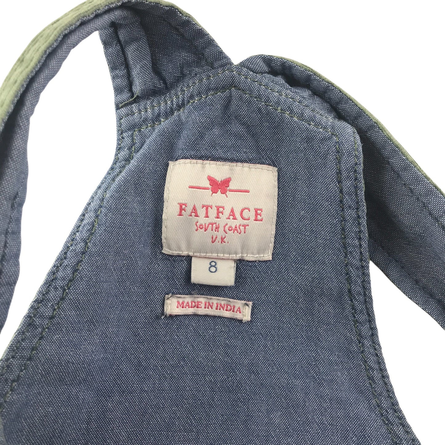 Fatface jumpsuit 7-8 years green corduroy ribbed texture dungaree style