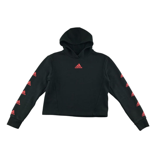 Adidas hoodie 13-14 years black plain with pink detailing cropped