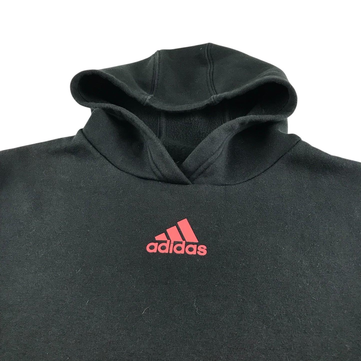 Adidas hoodie 13-14 years black plain with pink detailing cropped