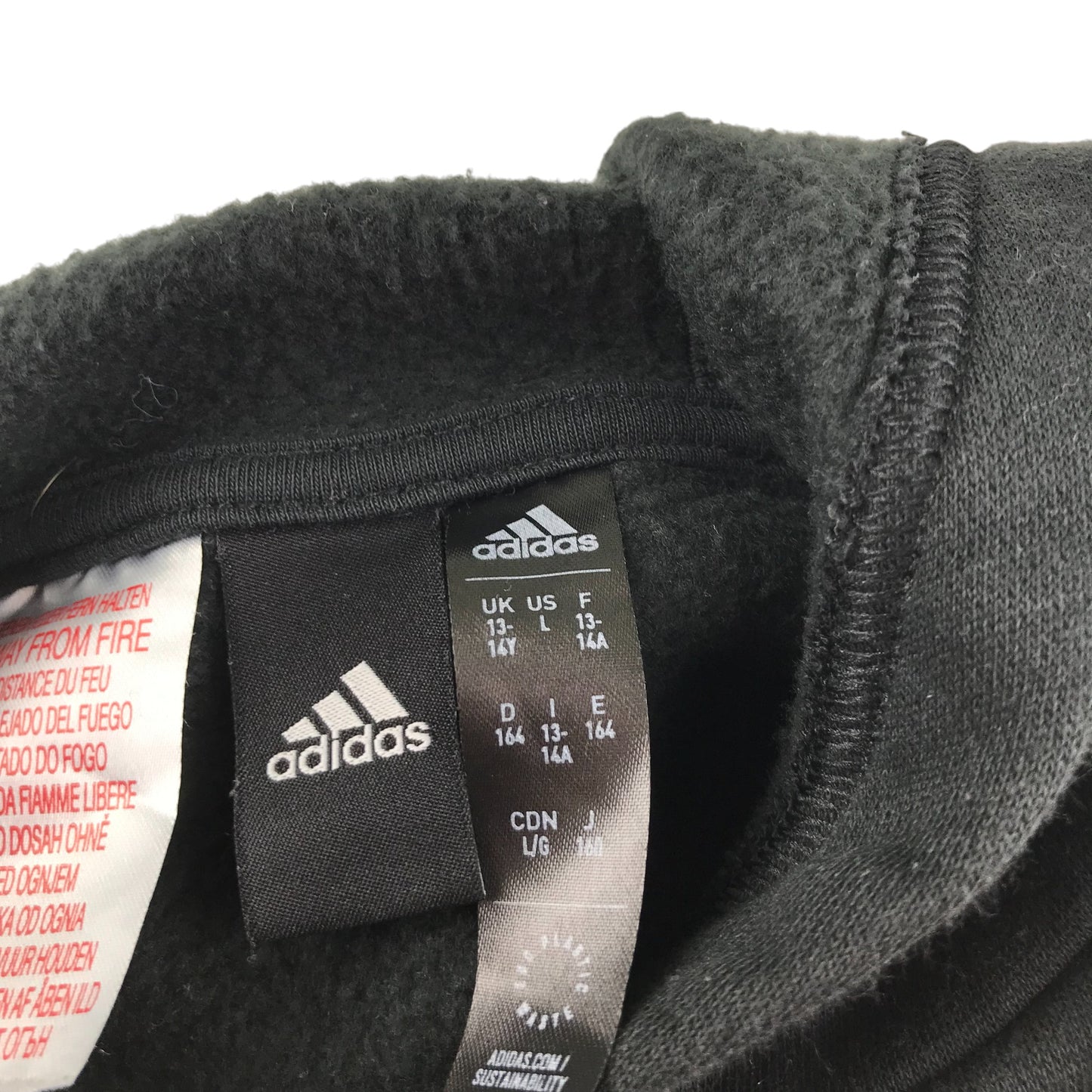 Adidas hoodie 13-14 years black plain with pink detailing cropped