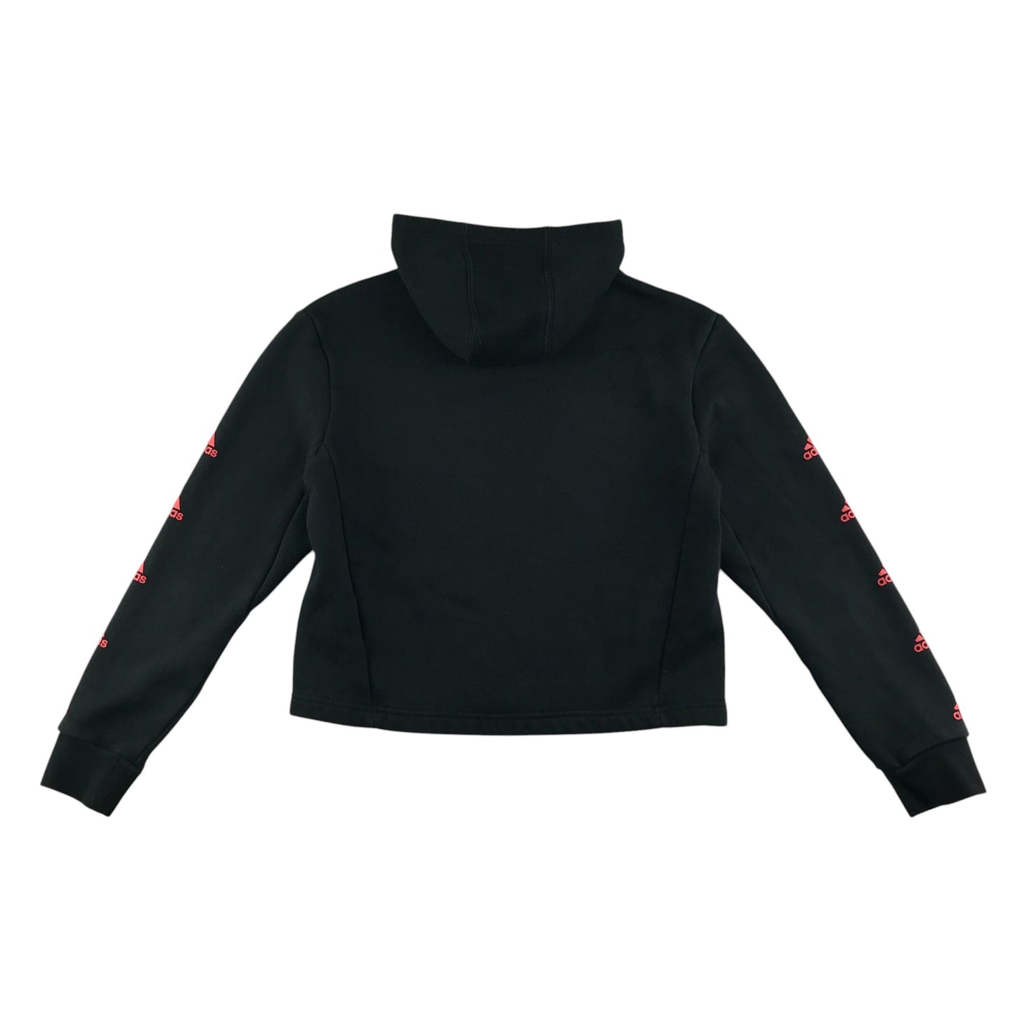 Adidas hoodie 13-14 years black plain with pink detailing cropped